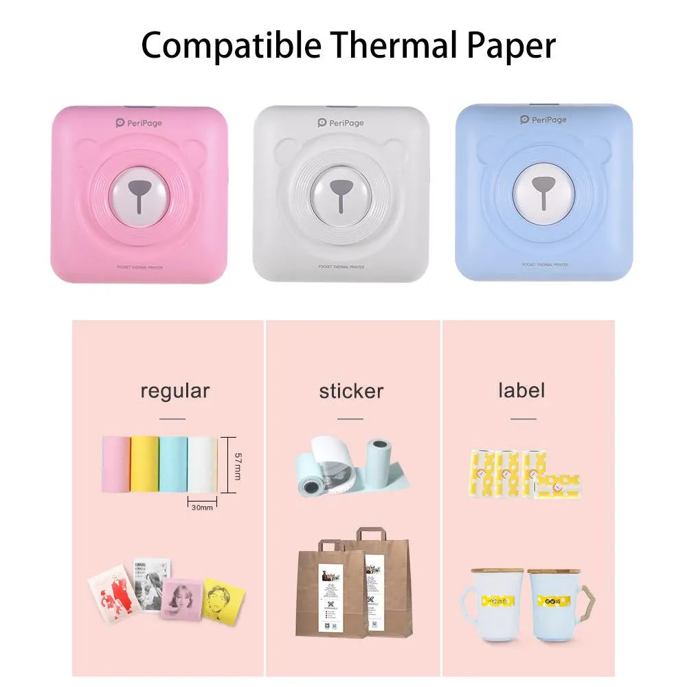 Mini Pocket Thermal Paper Photo Printer with Paper- USB Charging