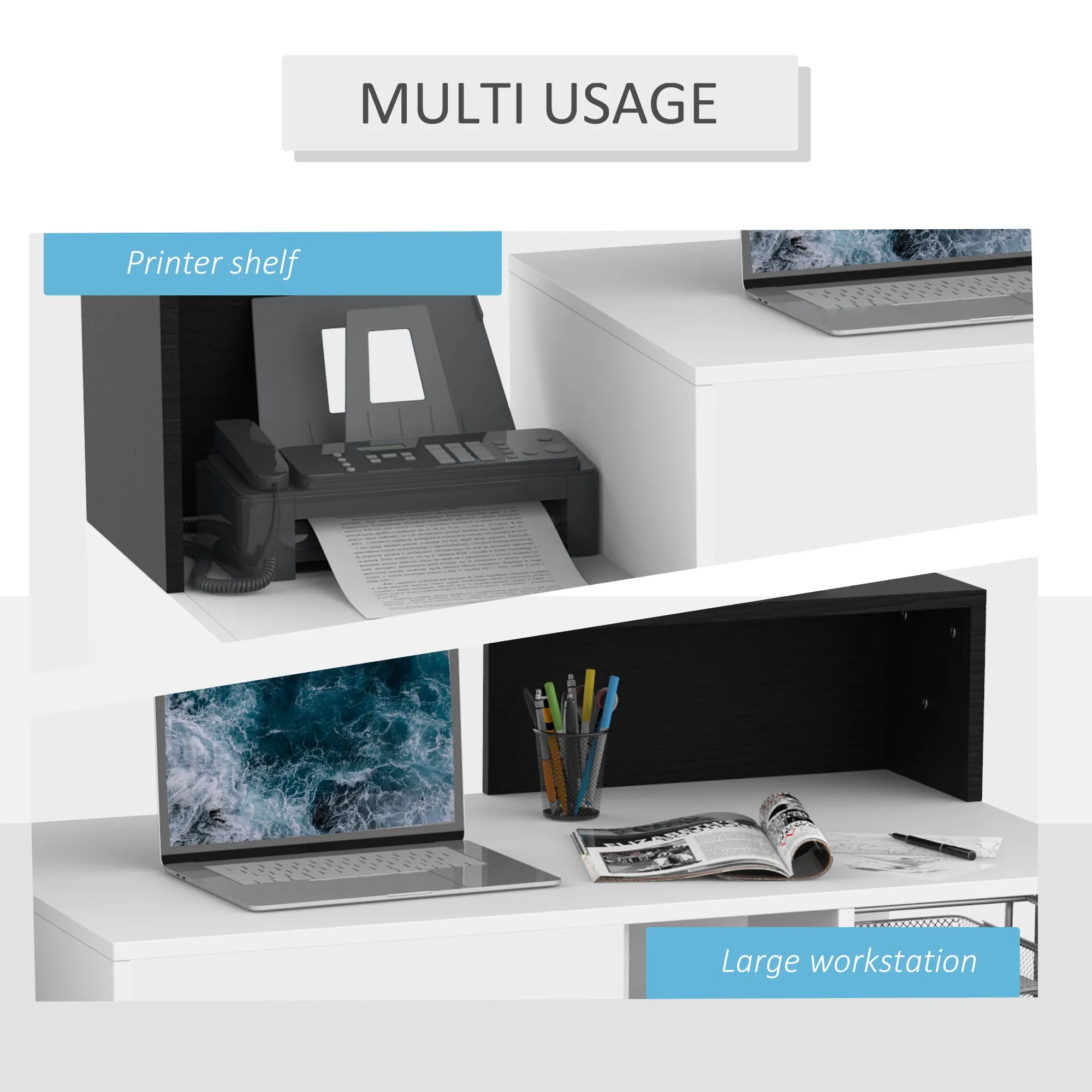 Multi-Storage & Workstation Desk Table Storage Shelves Home Office