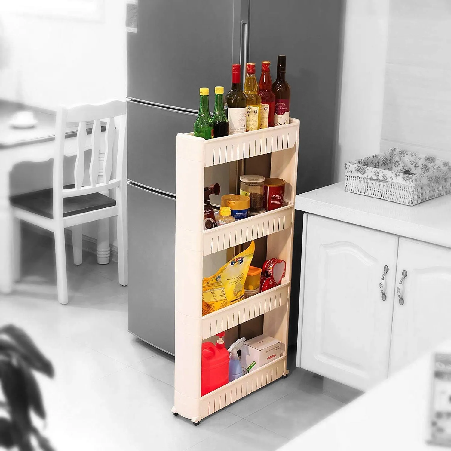 Multipurpose 4 Layer Space Saving Storage Organizer Rack Shelf