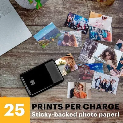 NEW - KODAK Step Instant Printer Bluetooth/NFC Wireless Photo Printer with ZINK Technology & KODAK App for iOS & Android (Black) Prints 2x3” Sticky-Back Photos.