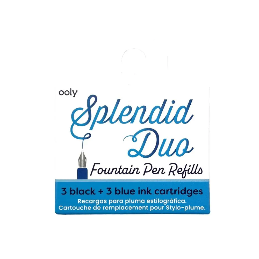 Ooly Splendid Duo Fountain Pen Cartridges 6pk - Black & Blue