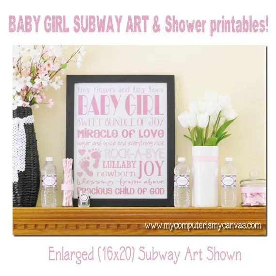 Pink Baby Girl Subway Art PRINTABLE {Clearance}