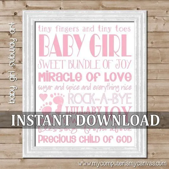 Pink Baby Girl Subway Art PRINTABLE {Clearance}