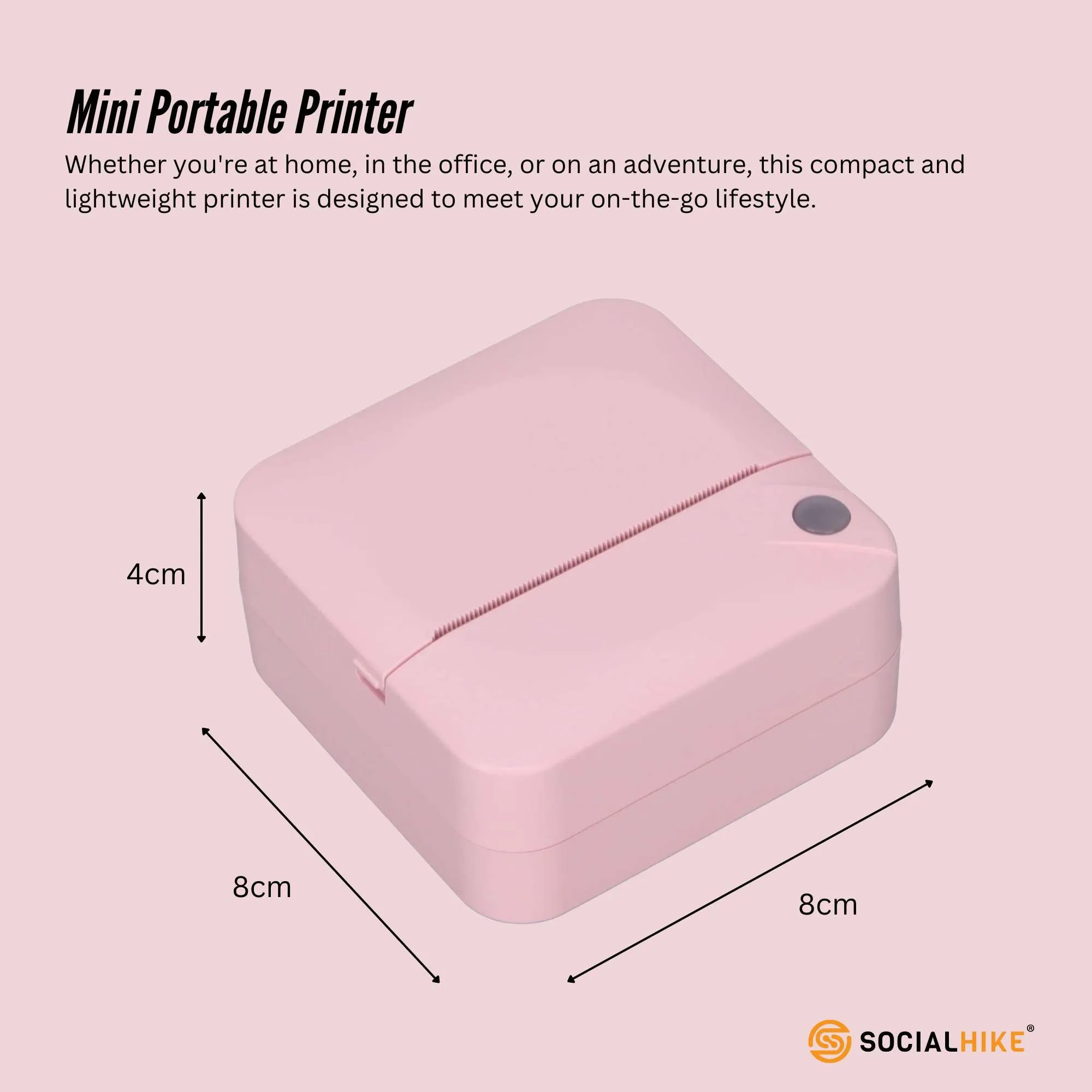 Portable Mini Printer Pink - Inkless Bluetooth Phone Pocket Thermal Printing