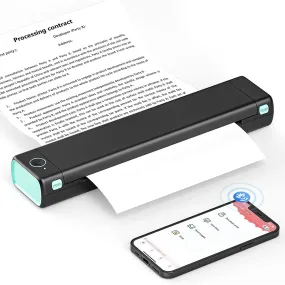 Portable Wireless Printer Supports 8.5" X 11" Letter Thermal Paper - Black