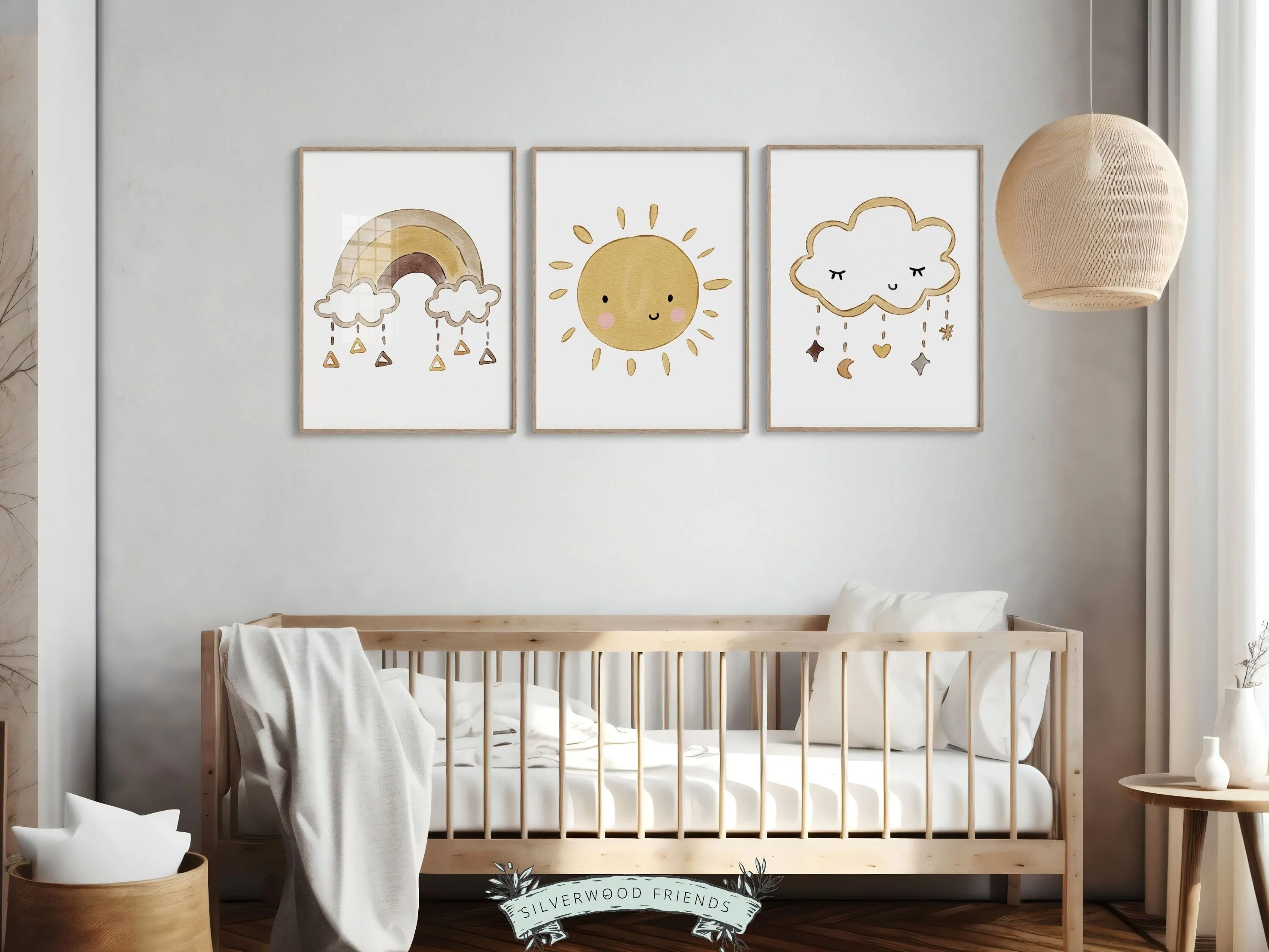 Rainbow Sun Cloud Nursery Prints