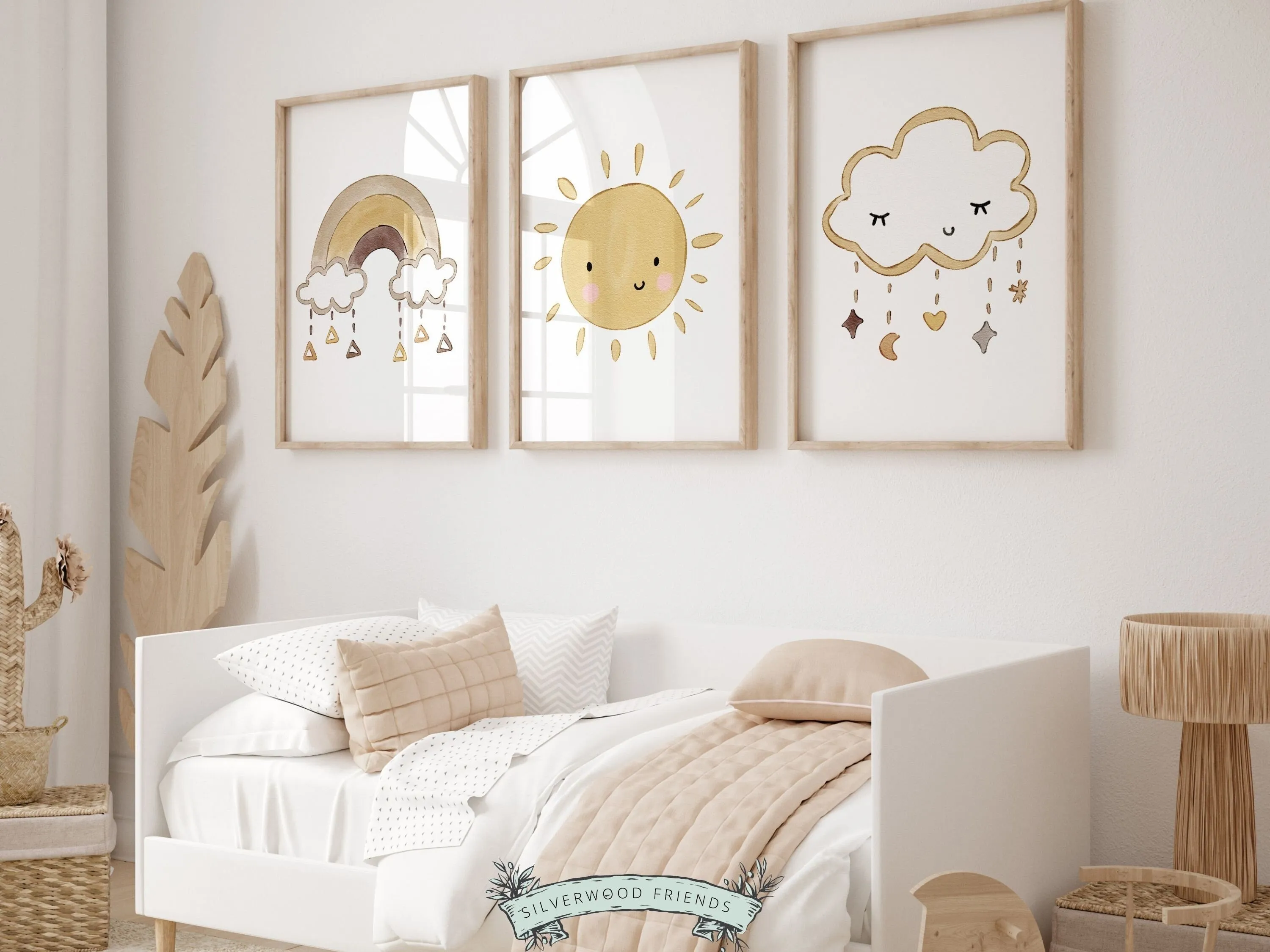 Rainbow Sun Cloud Nursery Prints