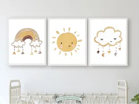 Rainbow Sun Cloud Nursery Prints