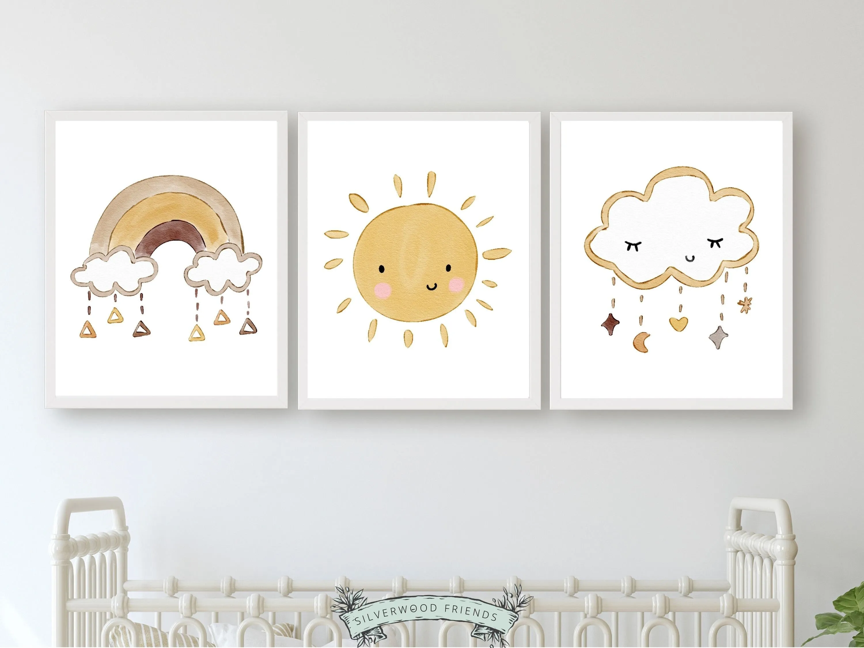 Rainbow Sun Cloud Nursery Prints