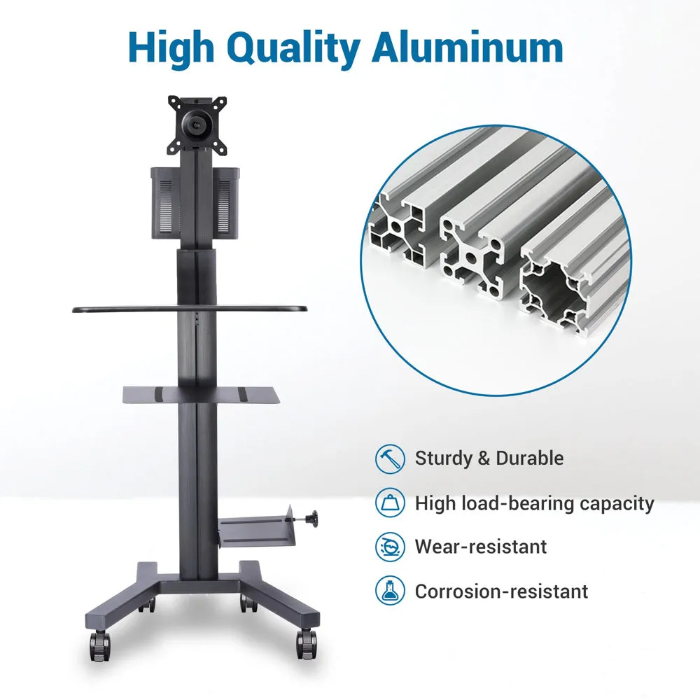 Rolling Mobile Workstation Computer Cart Sit Stand