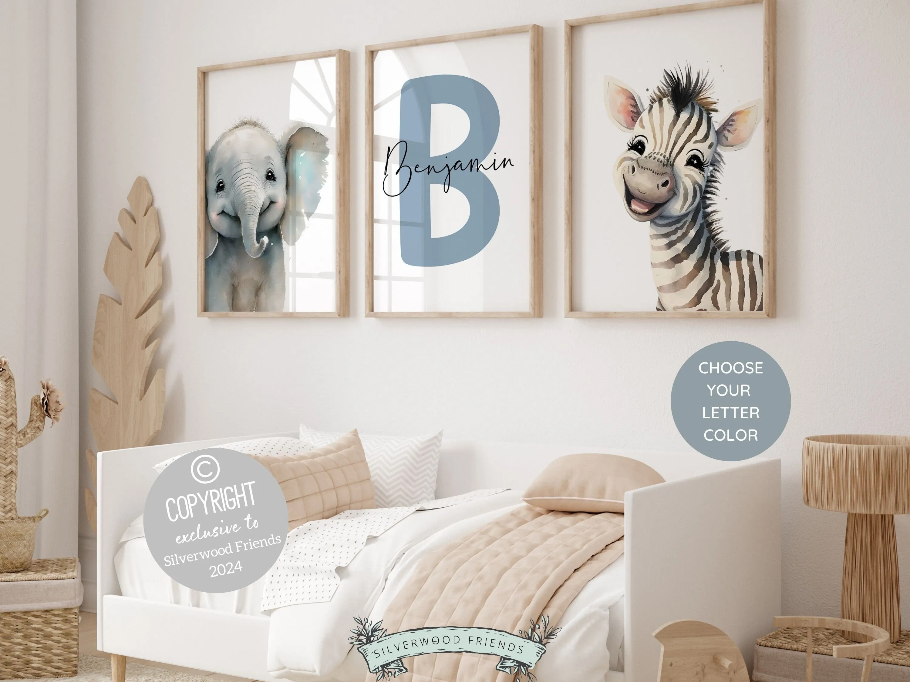 Safari Nursery Prints - Set 1 - Personalised