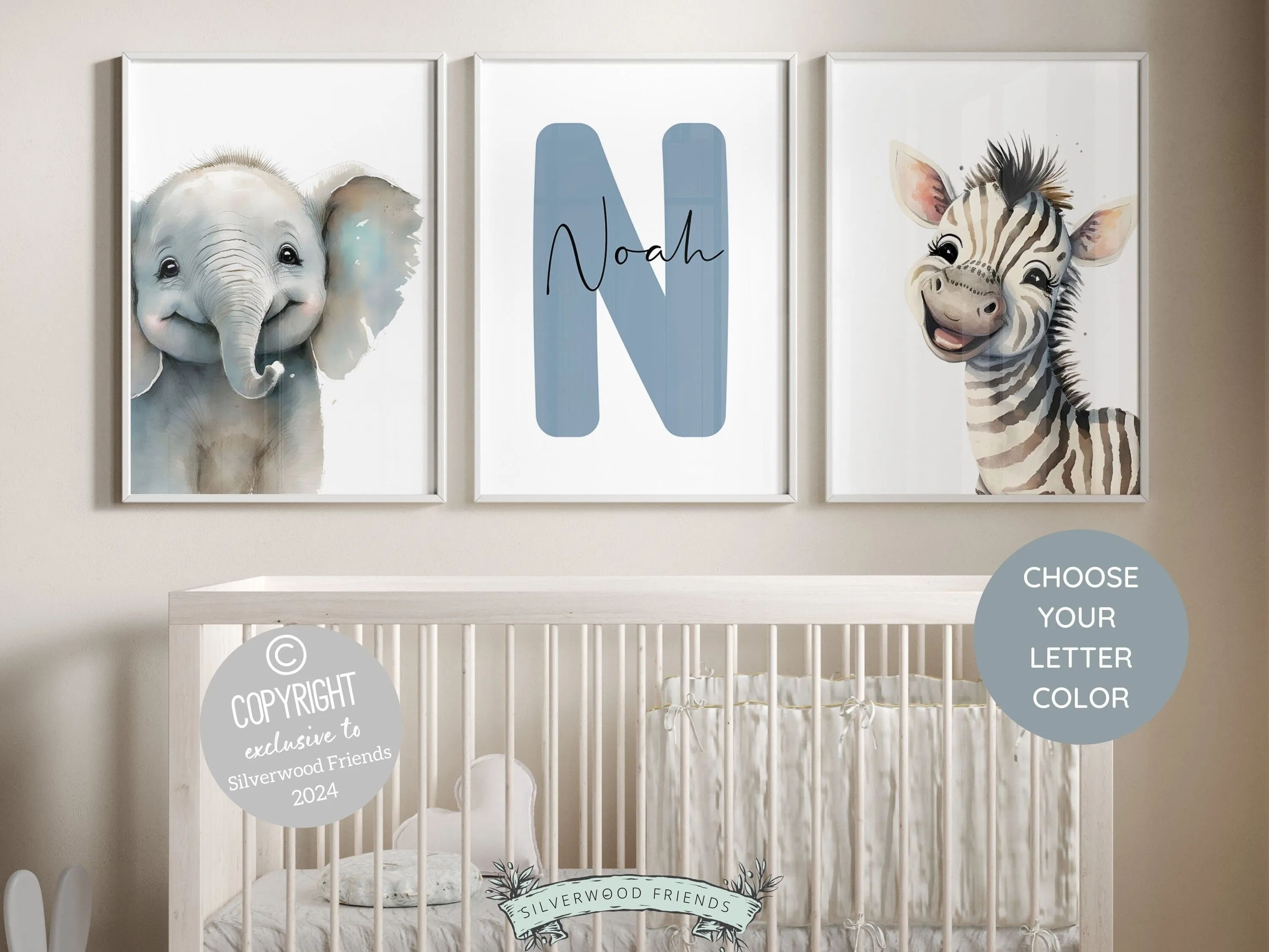 Safari Nursery Prints - Set 1 - Personalised