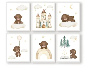 Set of 6 Bear Nursery Prints