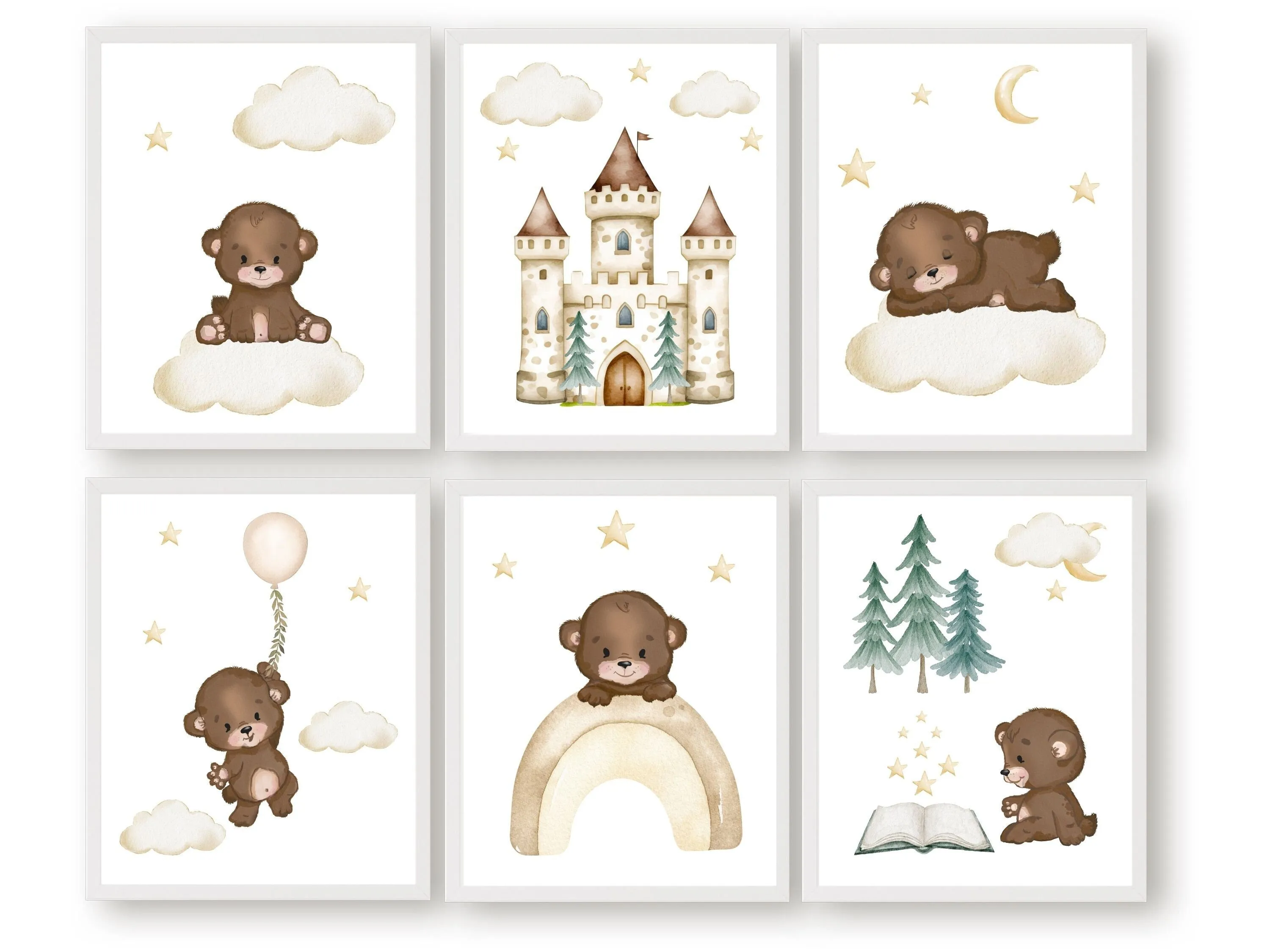 Set of 6 Bear Nursery Prints