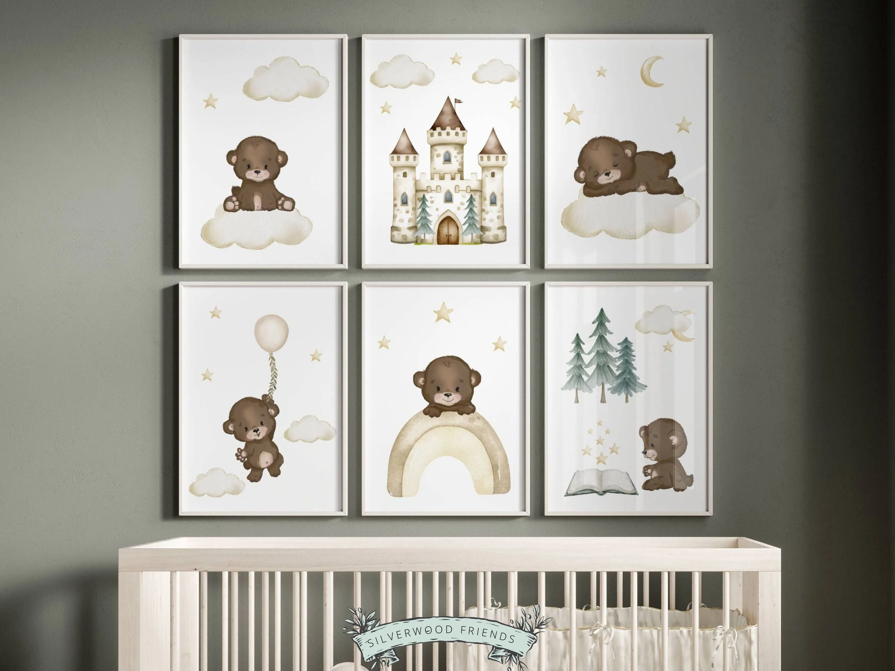 Set of 6 Bear Nursery Prints