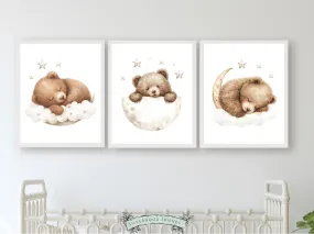 Sleeping Teddy Bear Nursery Prints - Set 1