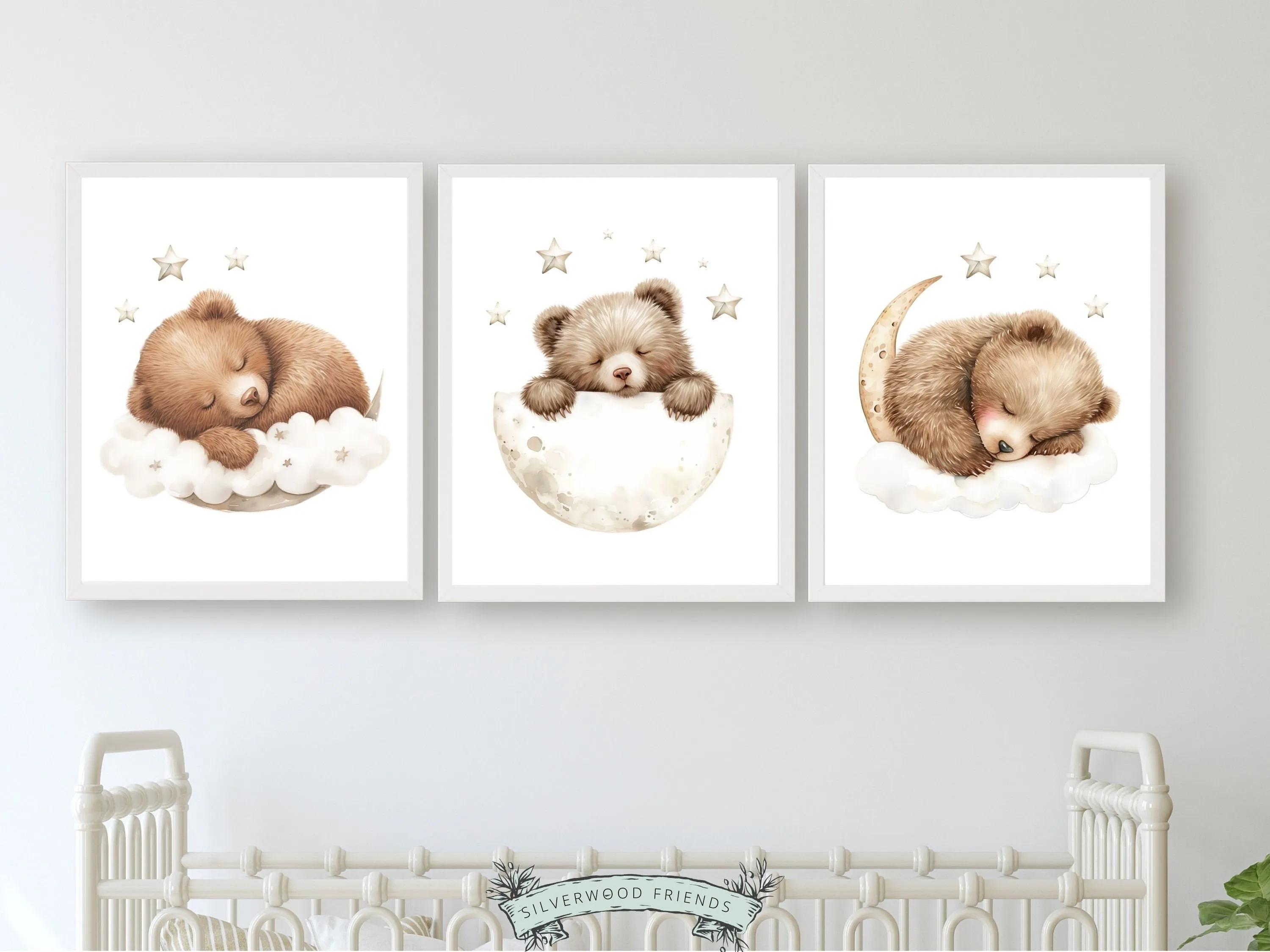 Sleeping Teddy Bear Nursery Prints - Set 1