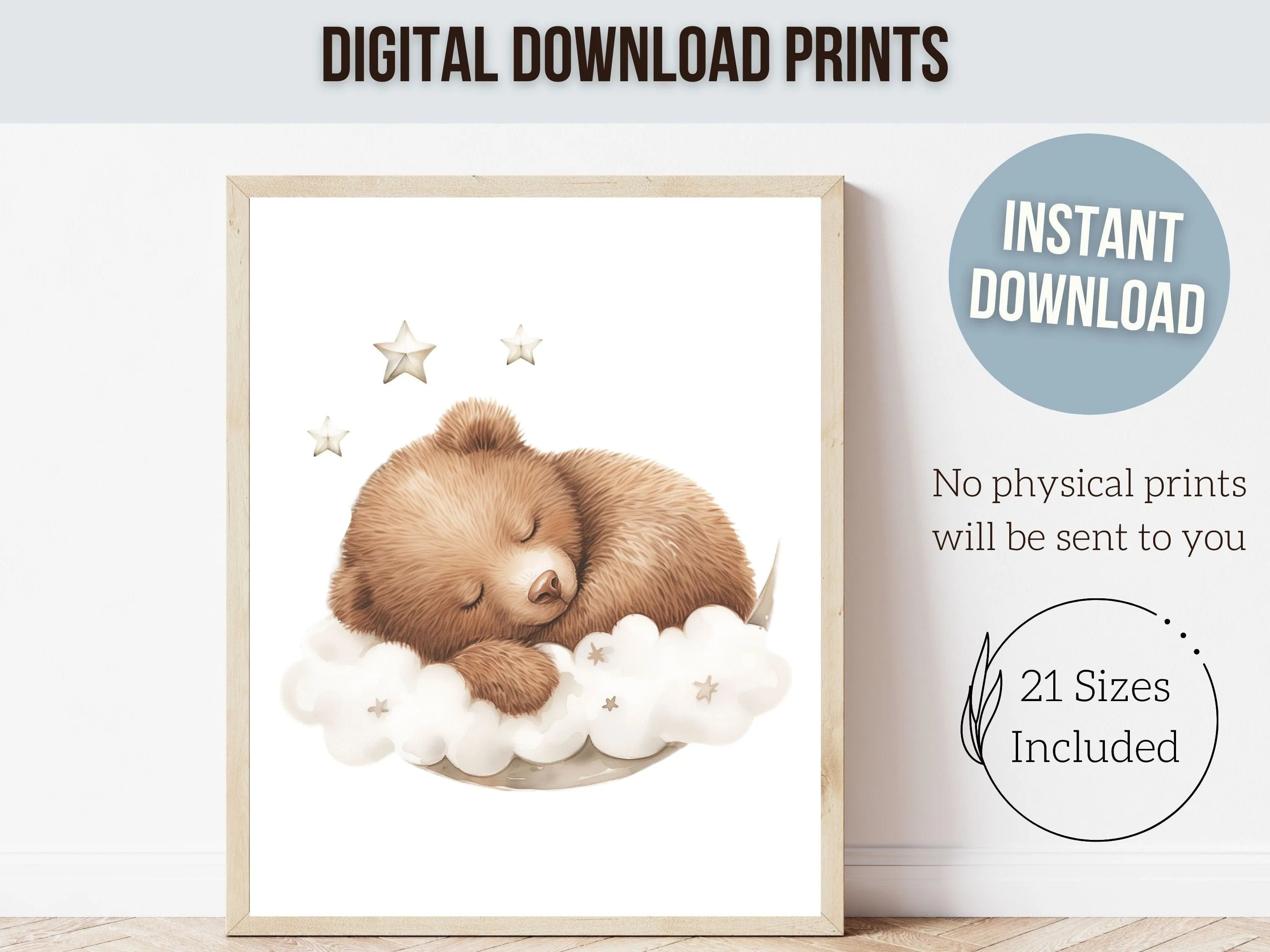 Sleeping Teddy Bear Nursery Prints - Set 1