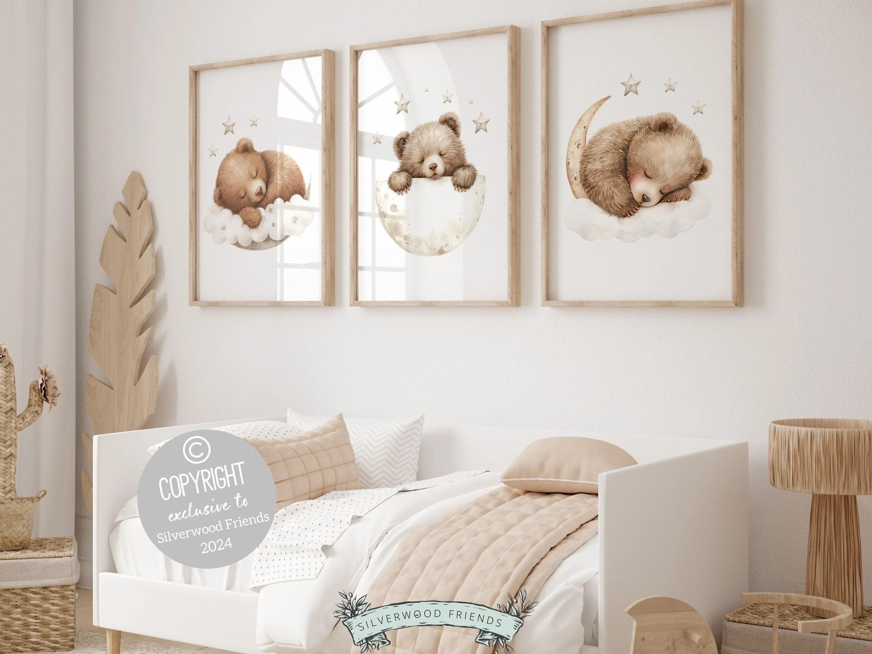 Sleeping Teddy Bear Nursery Prints - Set 1