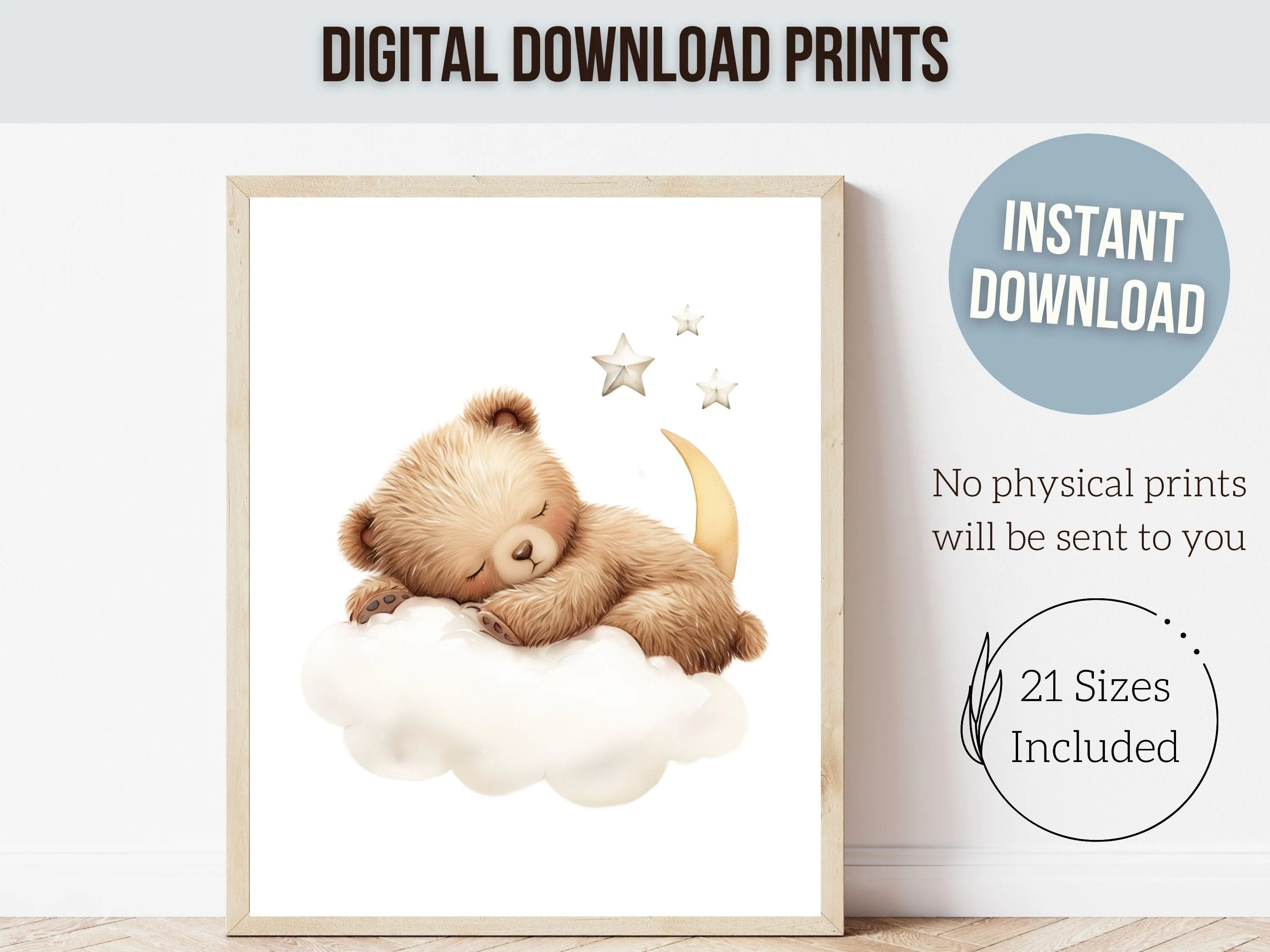 Sleeping Teddy Bear Nursery Prints - Set 2