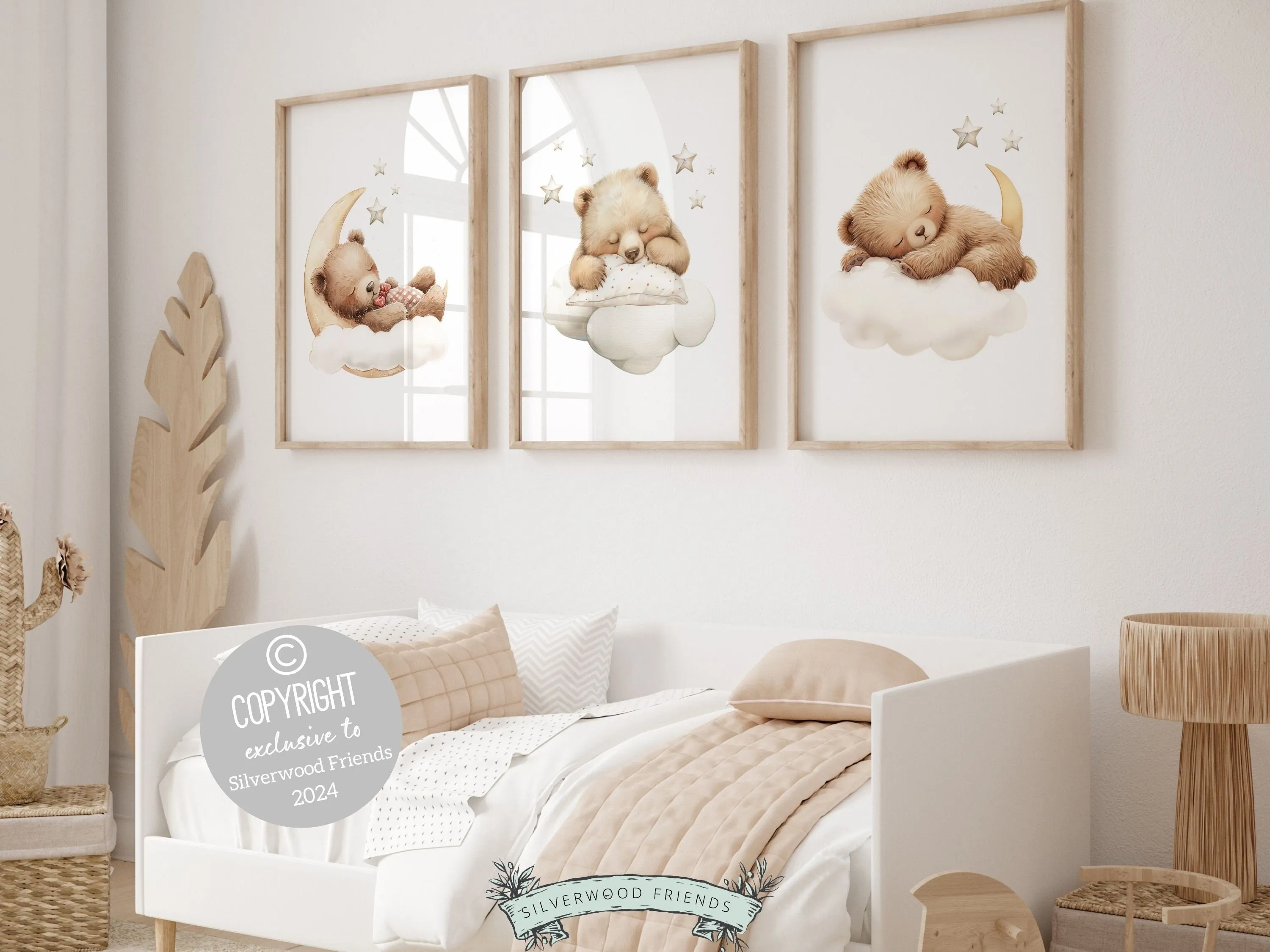 Sleeping Teddy Bear Nursery Prints - Set 2