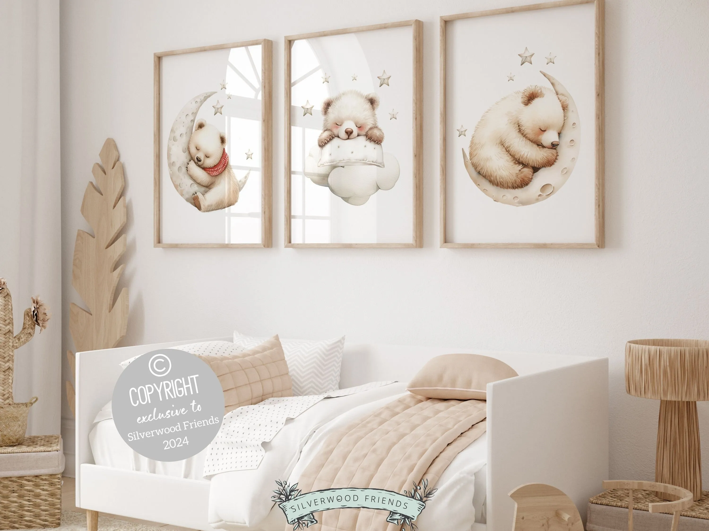 Sleeping Teddy Bear Nursery Prints - Set 4