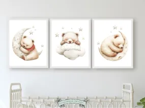 Sleeping Teddy Bear Nursery Prints - Set 4