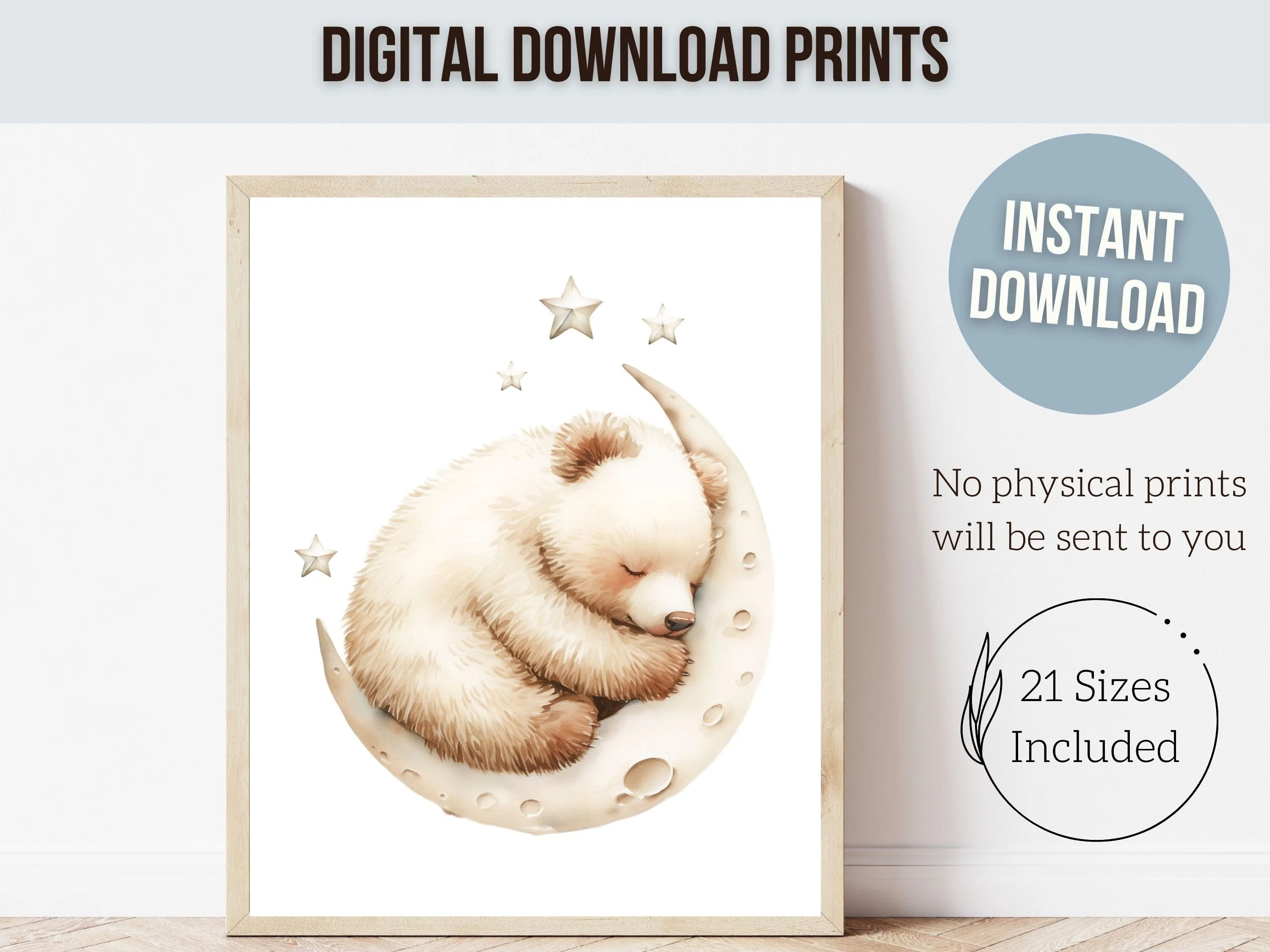 Sleeping Teddy Bear Nursery Prints - Set 5