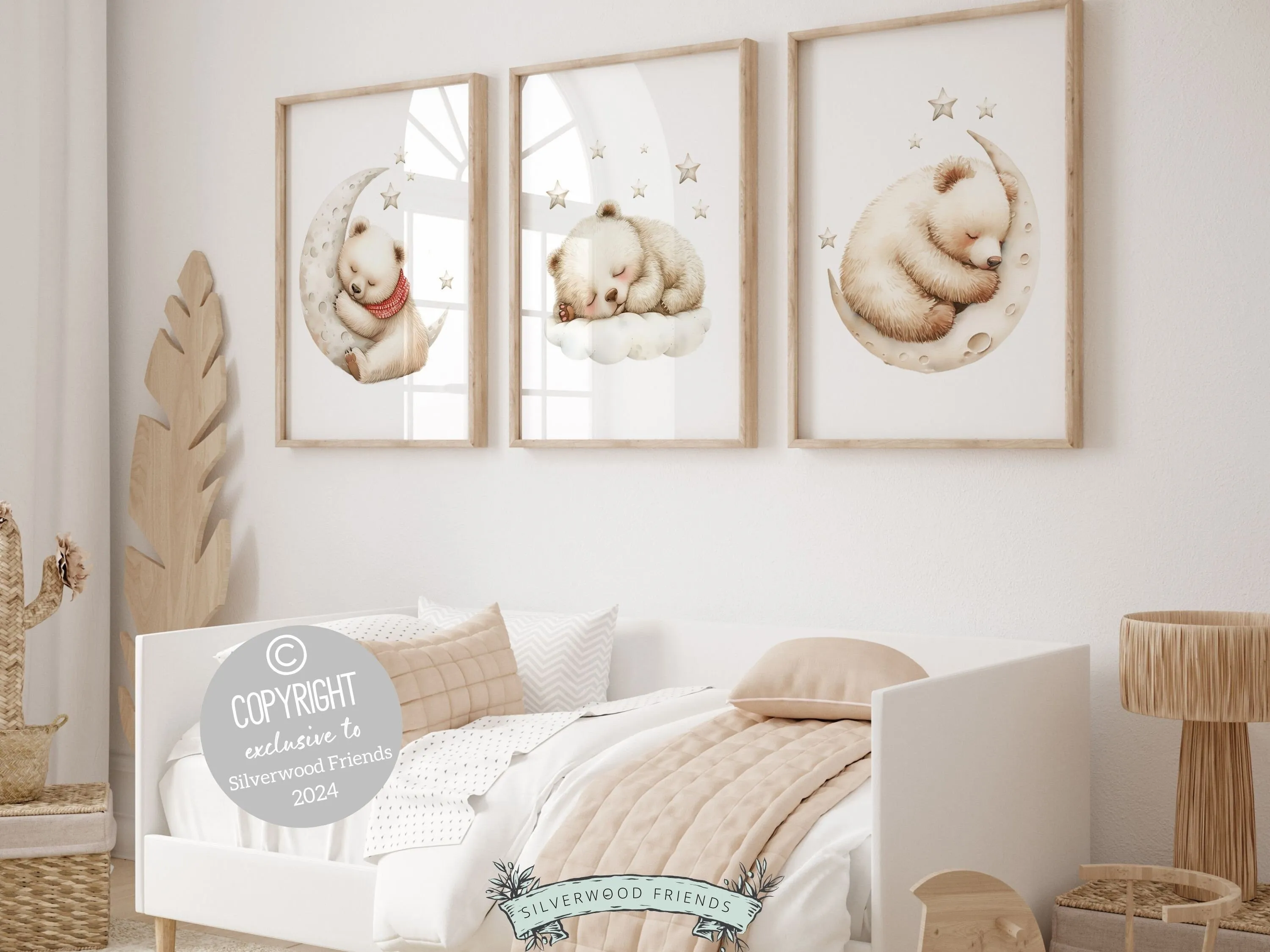 Sleeping Teddy Bear Nursery Prints - Set 5