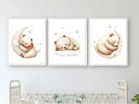 Sleeping Teddy Bear Nursery Prints - Set 5