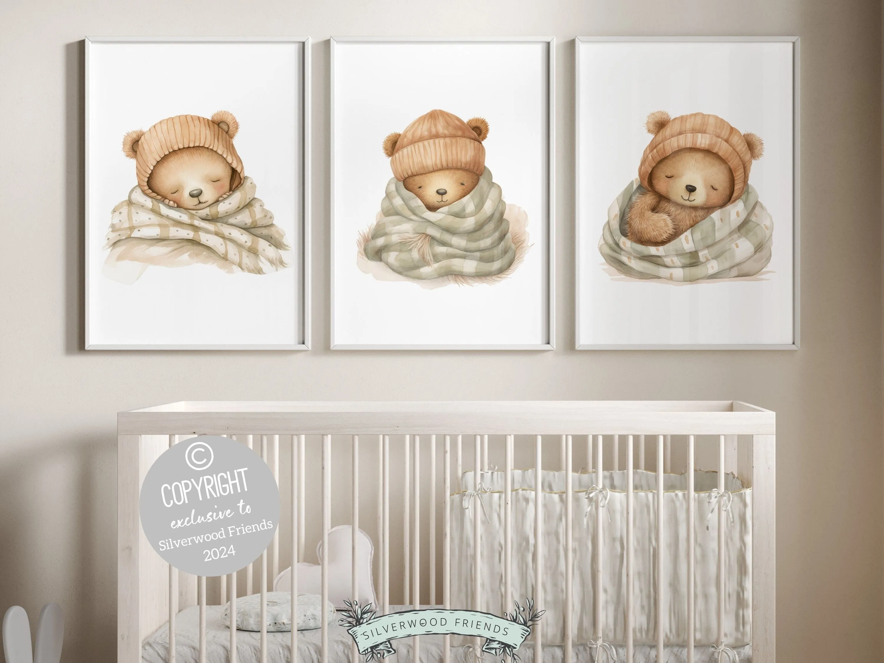 Sleeping Teddy Bear Nursery Prints