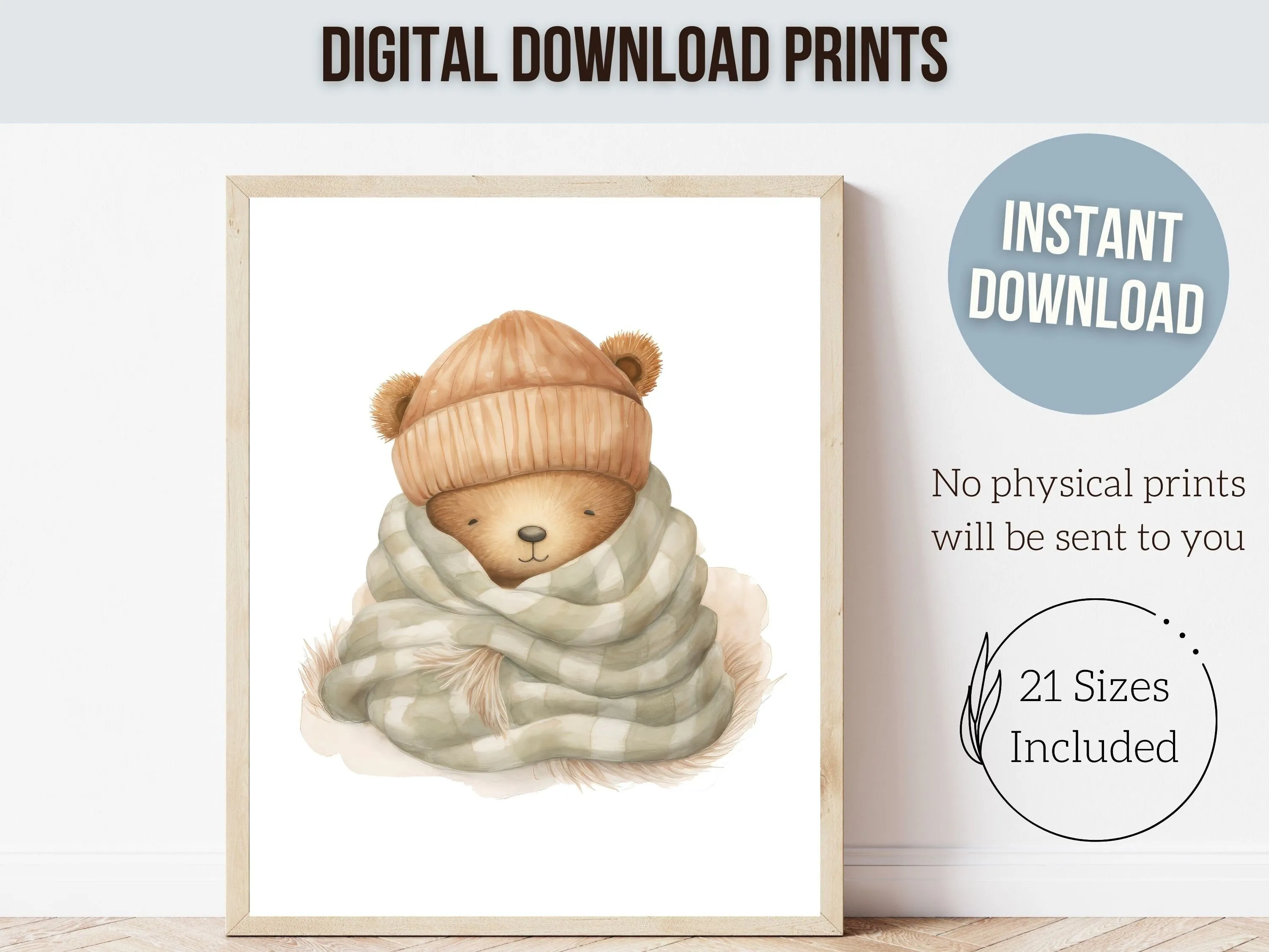 Sleeping Teddy Bear Nursery Prints