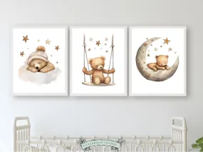 Sleepy Teddy Bear Nursery Print