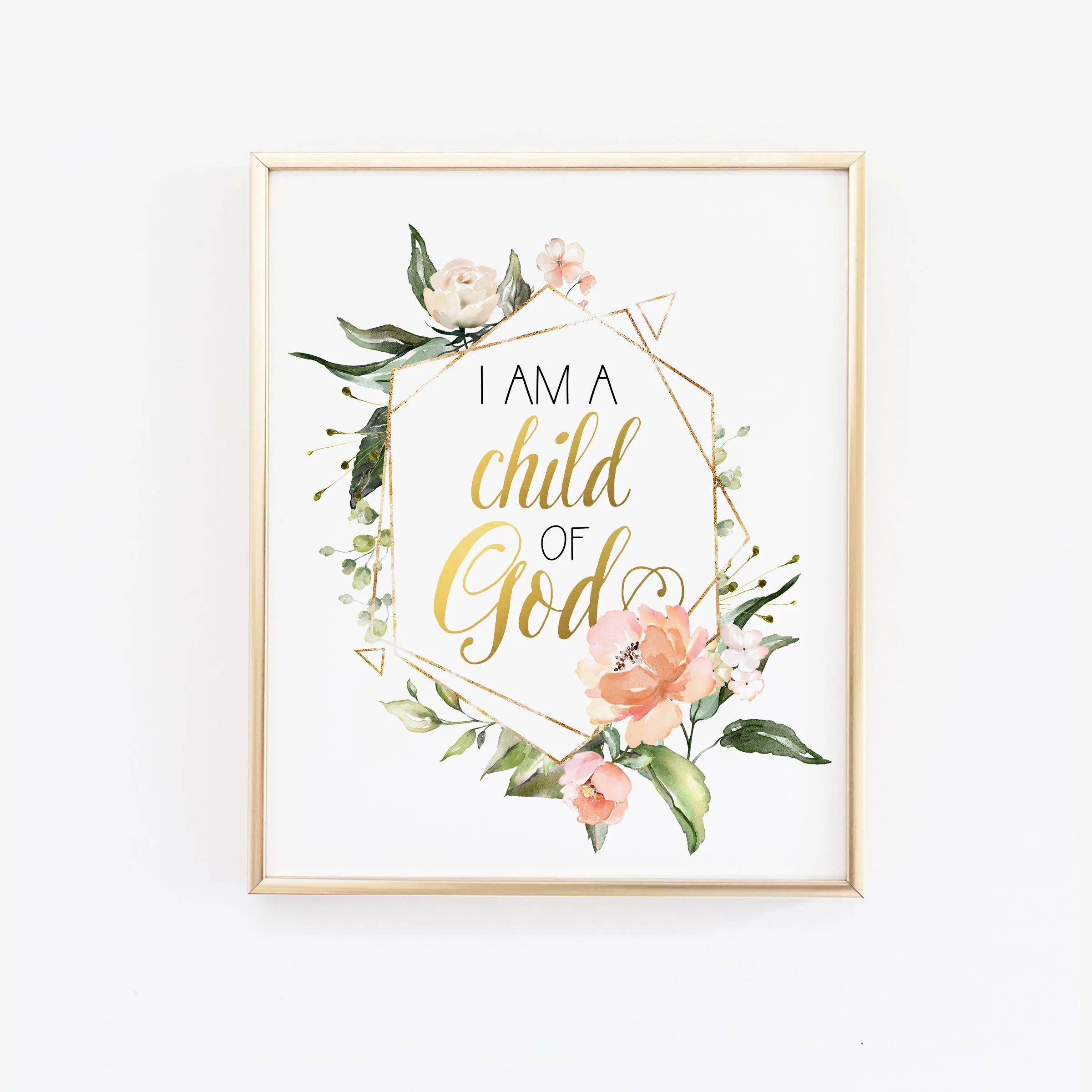 So loved/I am a child of God - Set of four Floral Geometric Wall Art