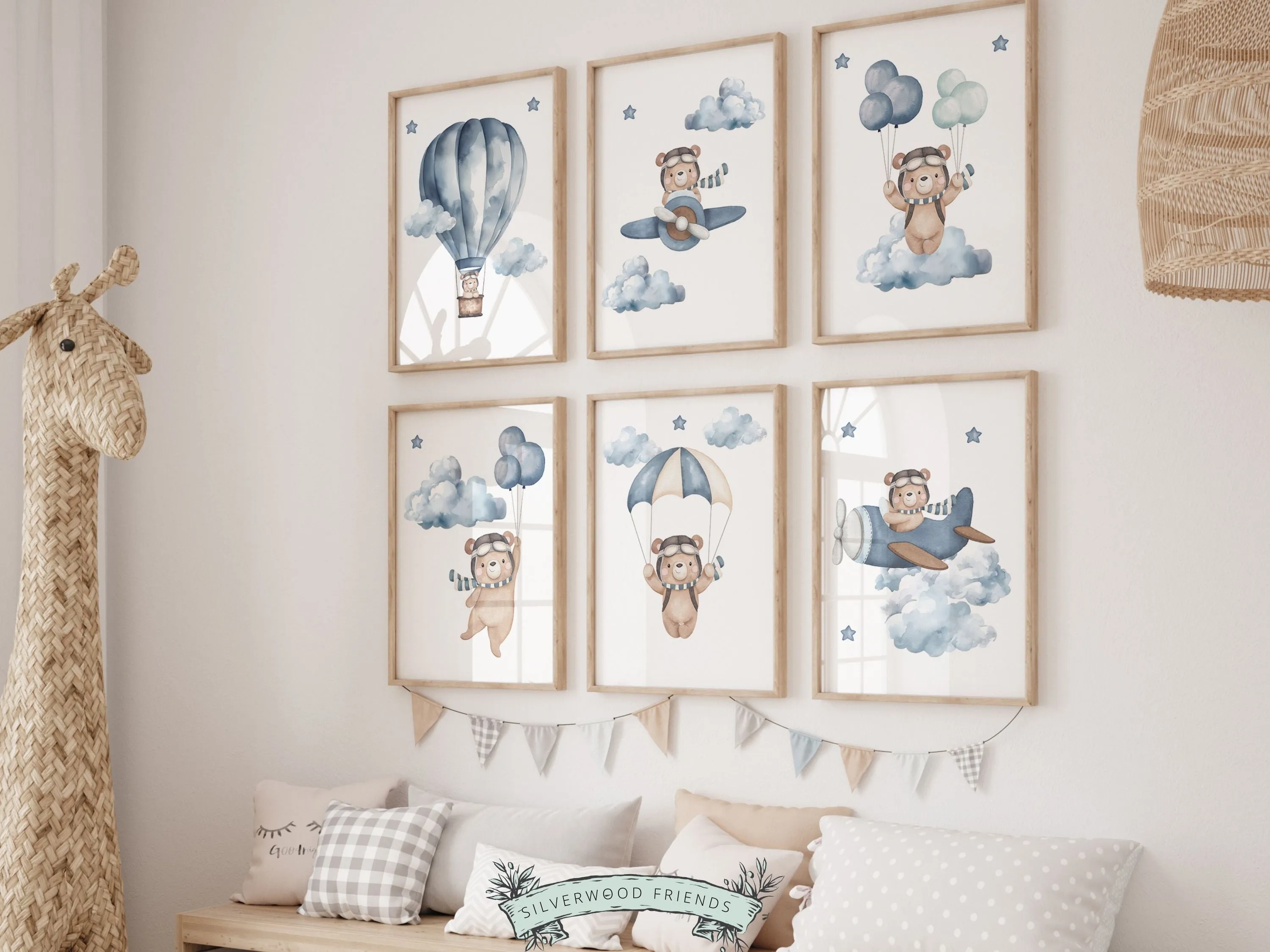 Teddy Bear Nursery Print Set of 6