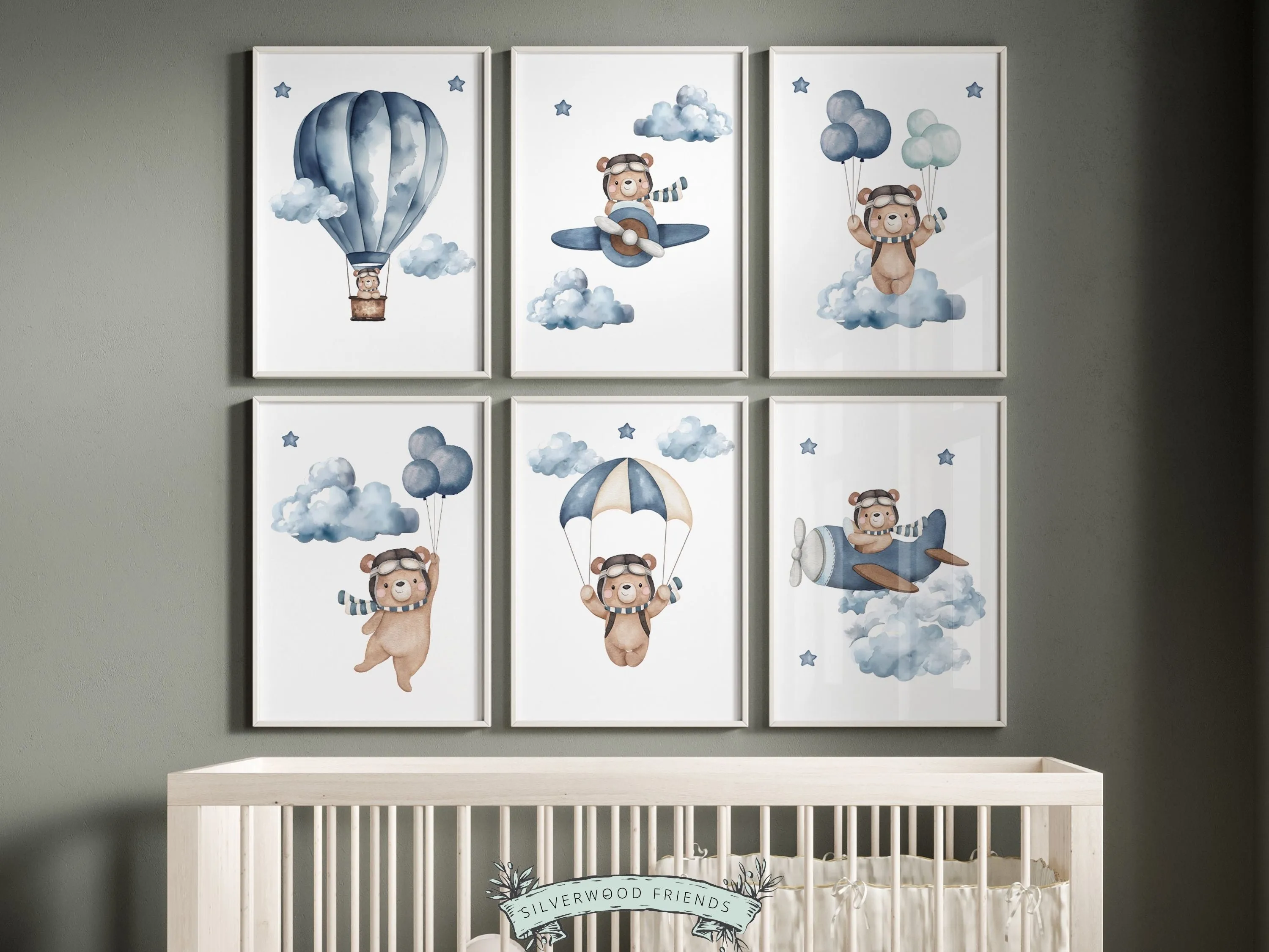 Teddy Bear Nursery Print Set of 6