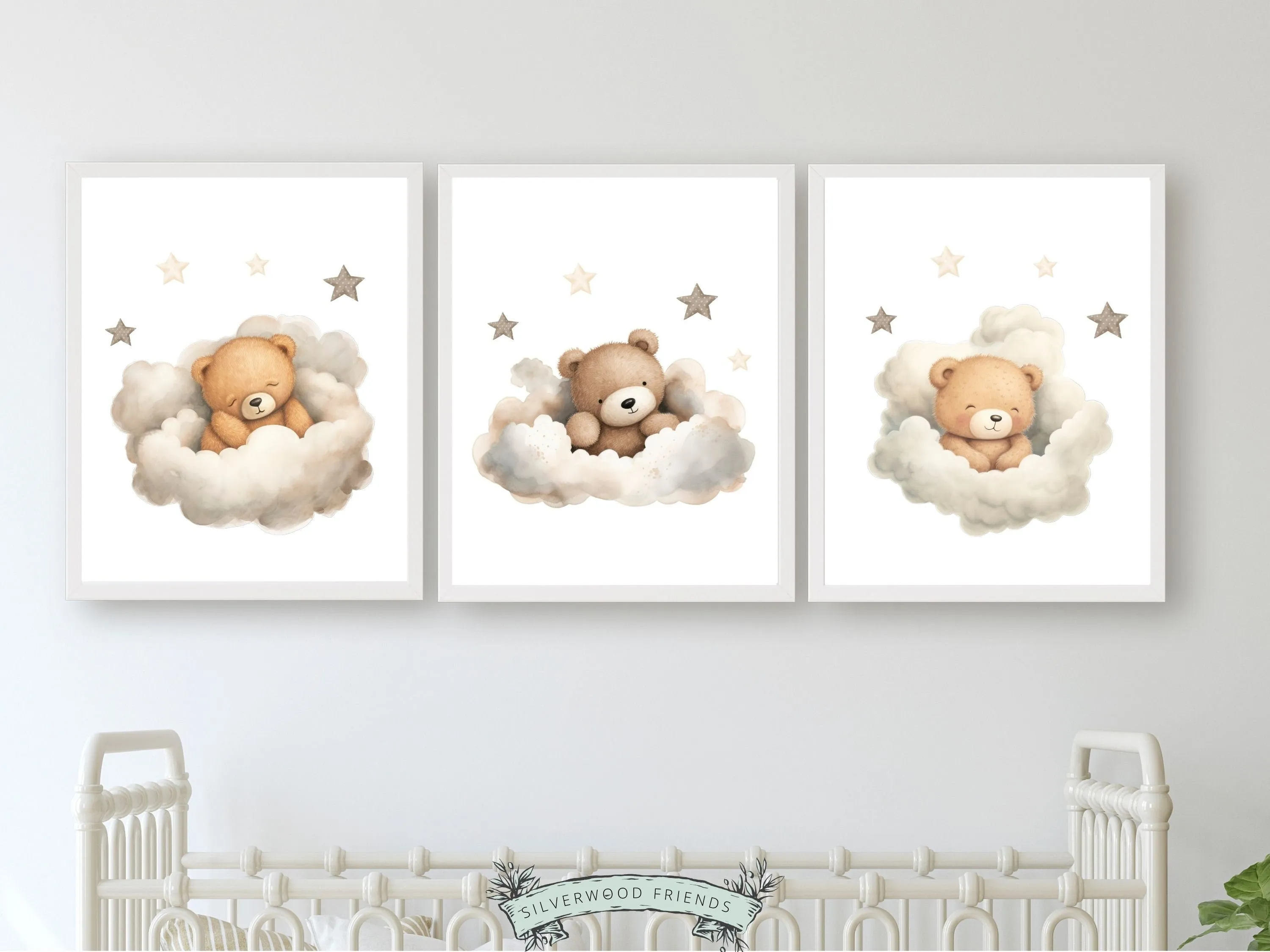 Teddy Bear Star Nursery Prints - Set of 3