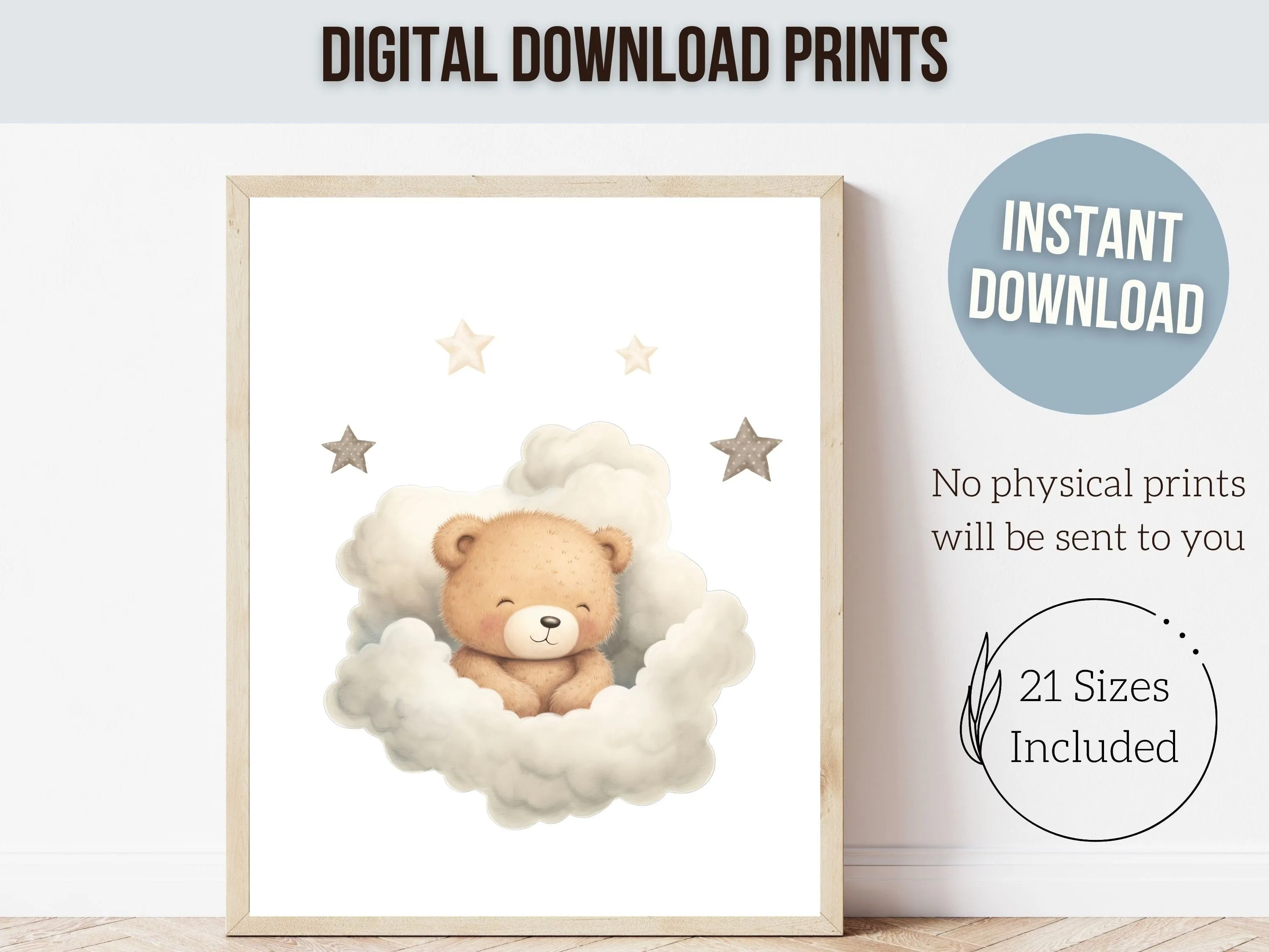 Teddy Bear Star Nursery Prints - Set of 3