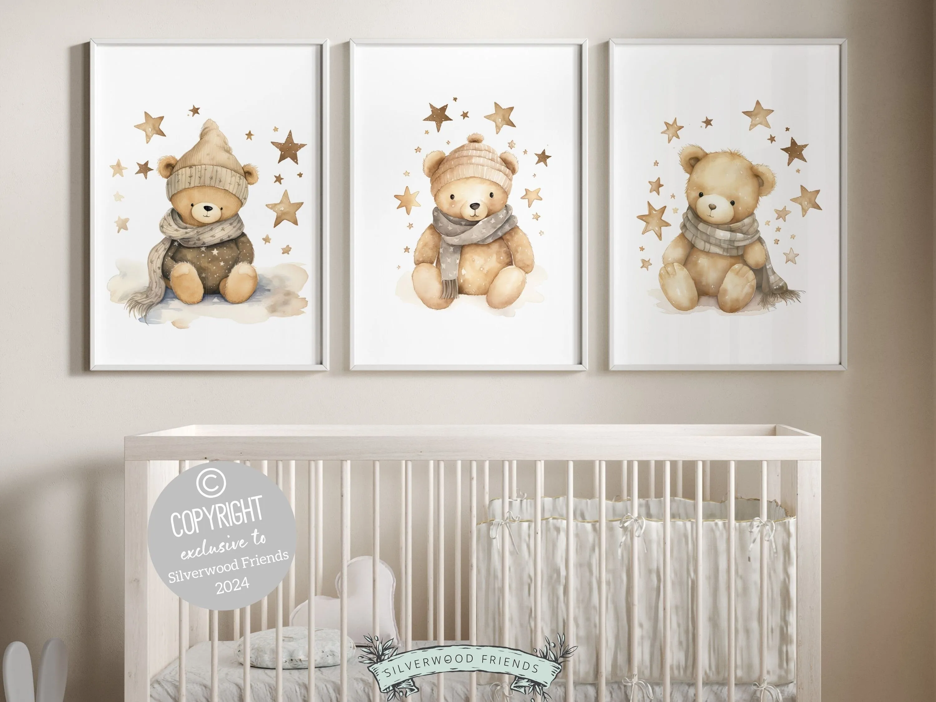 Teddy Bear Star Nursery Prints