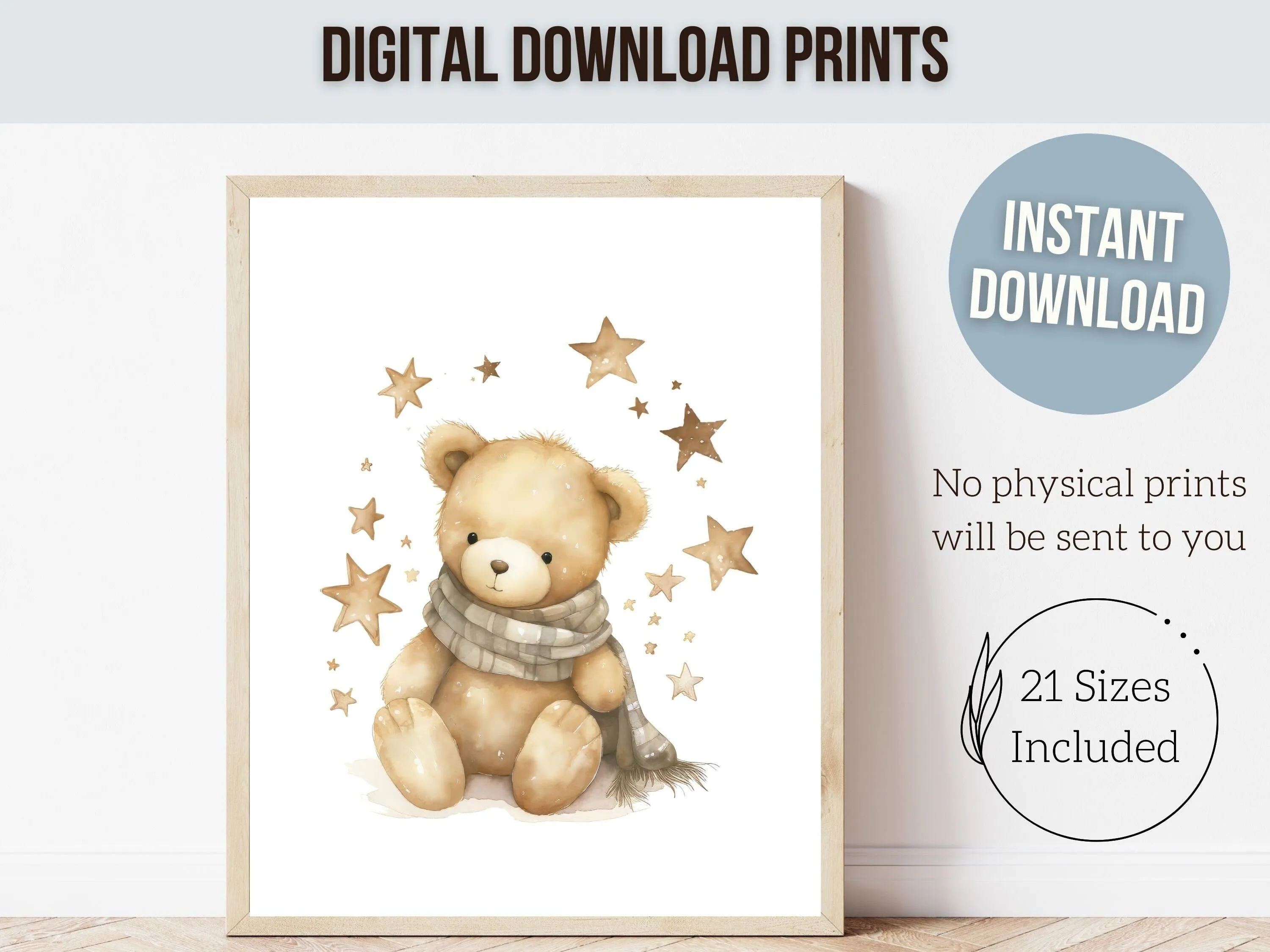 Teddy Bear Star Nursery Prints