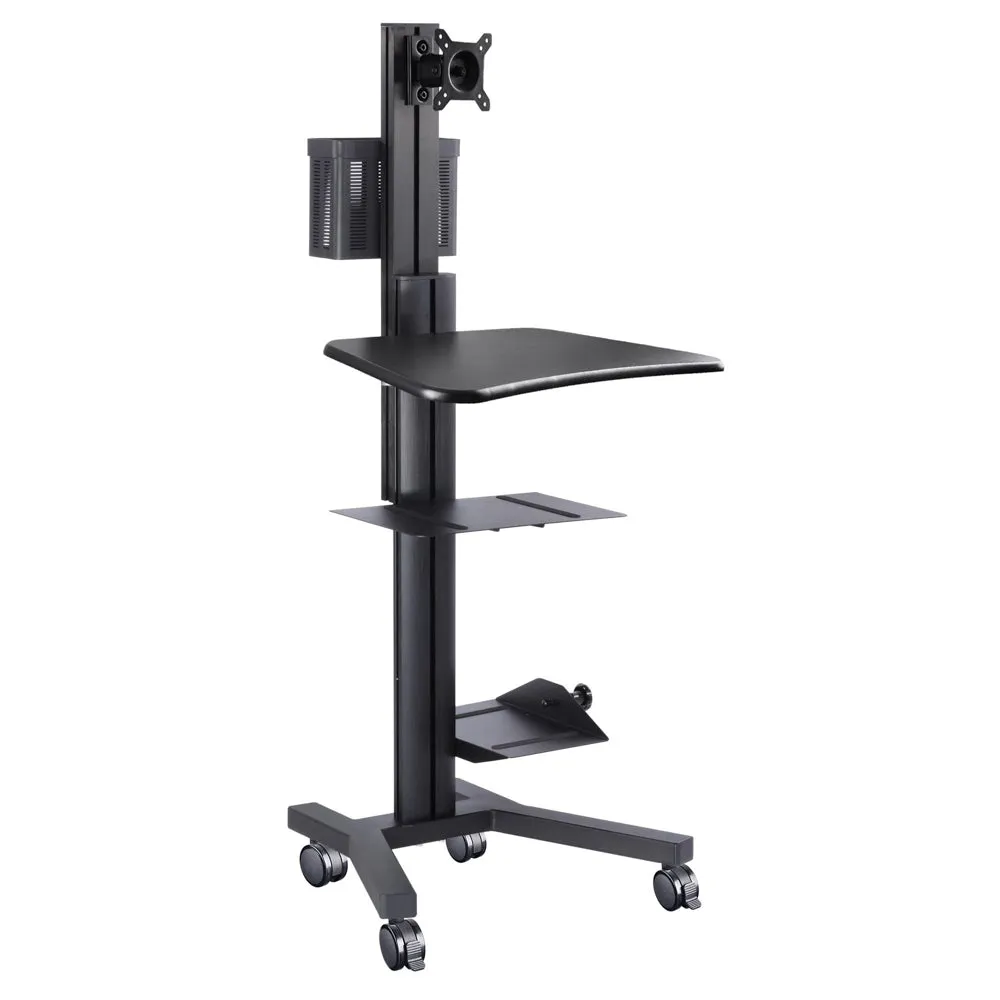 TheLAShop PC Mobile Cart Rolling Computer Workstation Stand