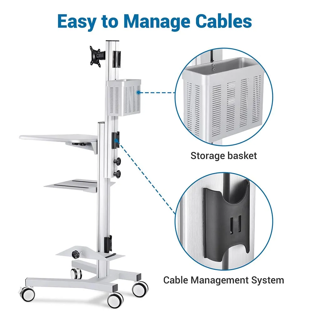 TheLAShop PC Mobile Cart Rolling Computer Workstation Stand