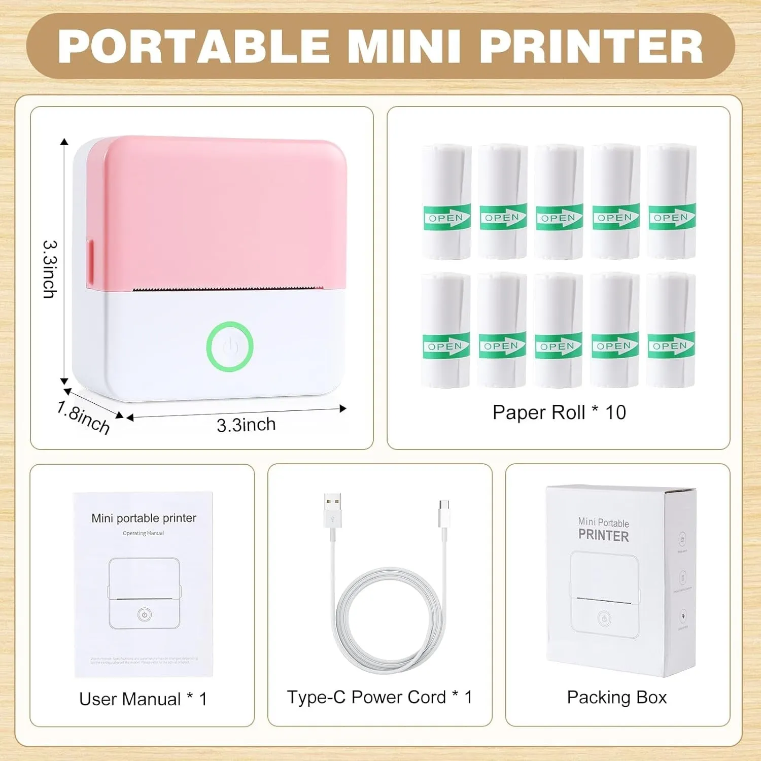 Thermal Mini Printer, Portable Inkless Sticker Maker