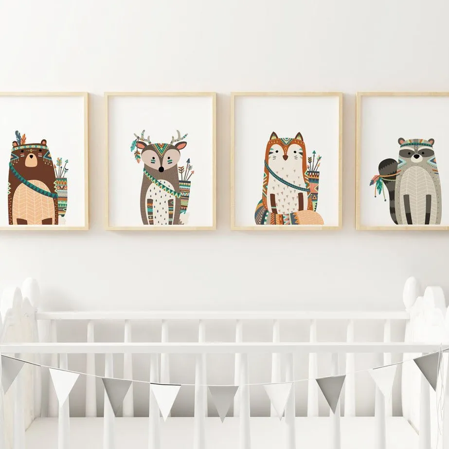 Tribal Animals Nursery Art Prints