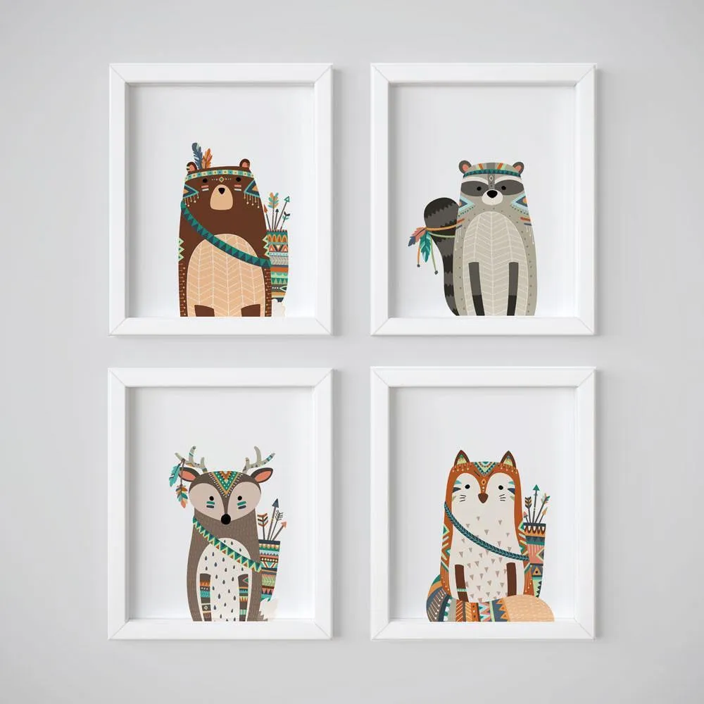 Tribal Animals Nursery Art Prints