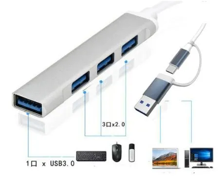 Type C   USB HUB Dock 3.0 USB 3.0 2.0 Hub 4 Ports Multi Splitter Adapter OTG