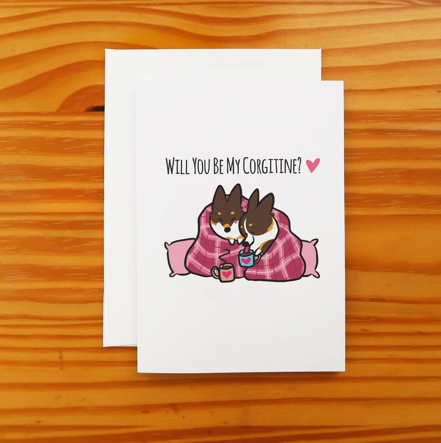 Valentine's Day Snuggle Corgi Greeting Card