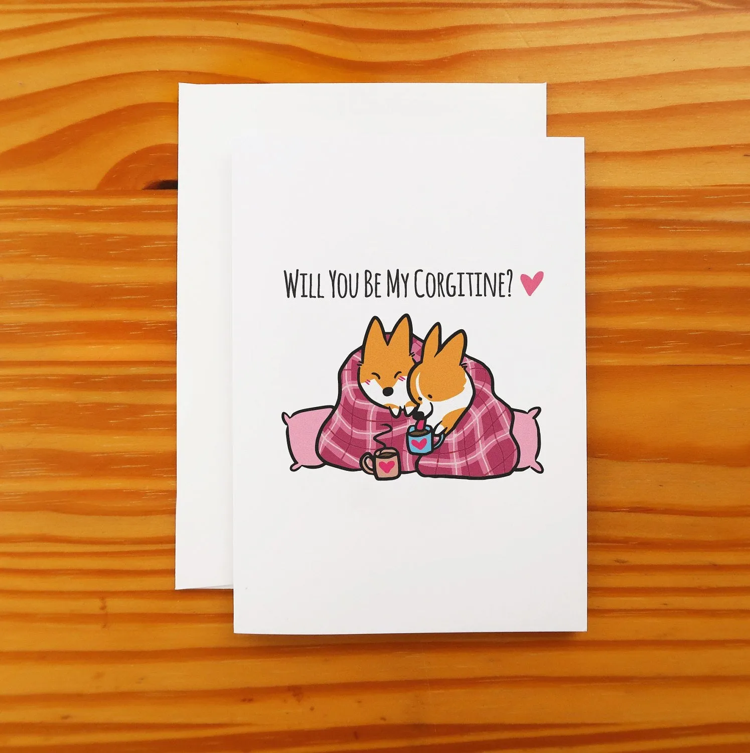 Valentine's Day Snuggle Corgi Greeting Card