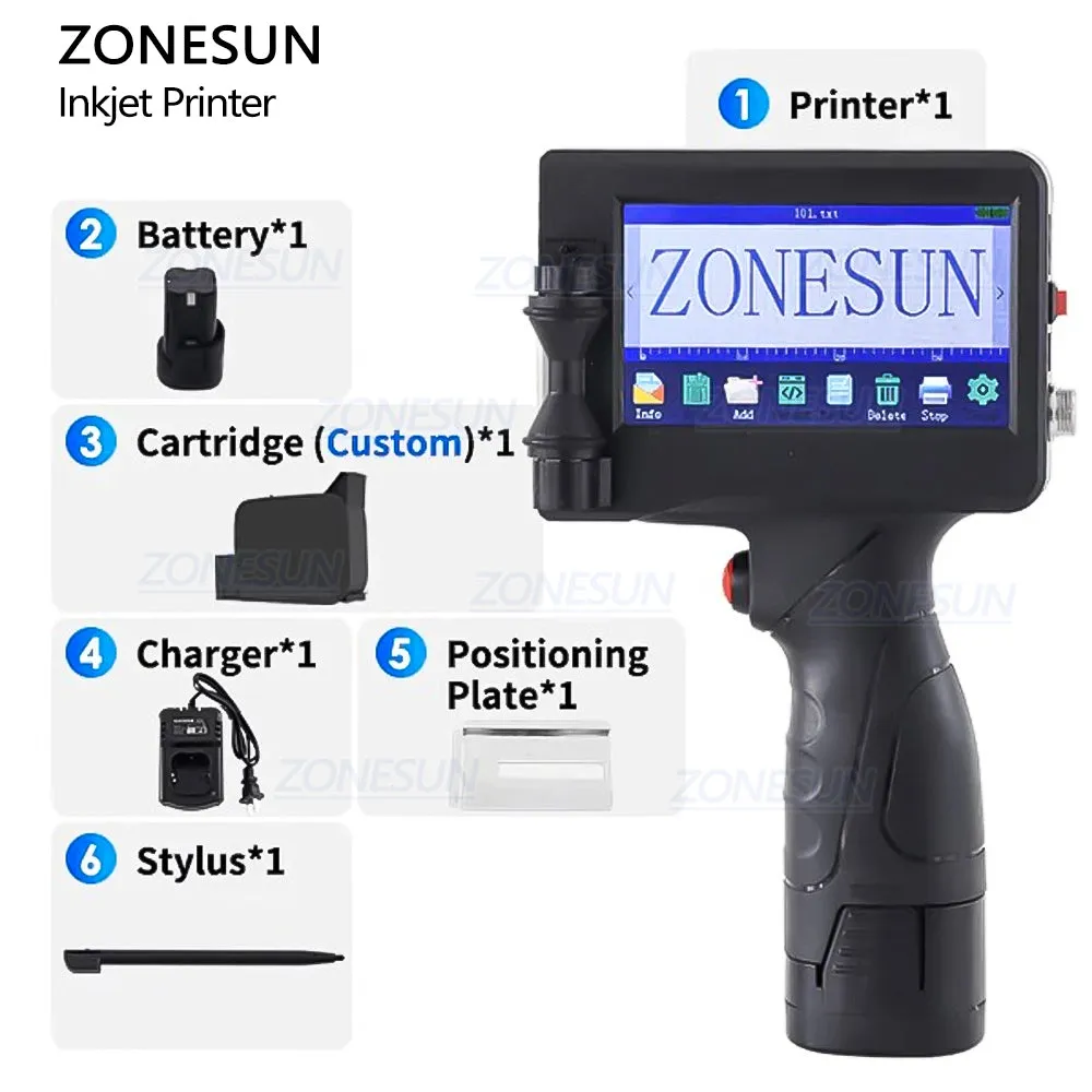 ZONESUN ZS-HIP127 Handheld Intelligent Barcode QR Code Inkjet Coder Printer Coding Machine For Food Bags Yogurt Boxes Plastic Bottles