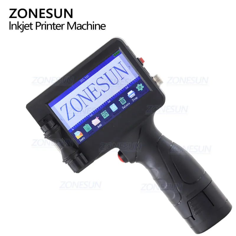 ZONESUN ZS-HIP127 Handheld Intelligent Barcode QR Code Inkjet Coder Printer Coding Machine For Food Bags Yogurt Boxes Plastic Bottles